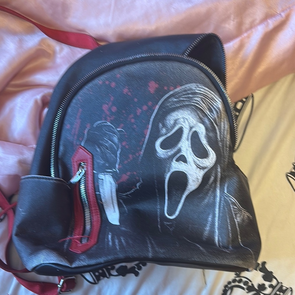 Black and Red Graphic Backpack